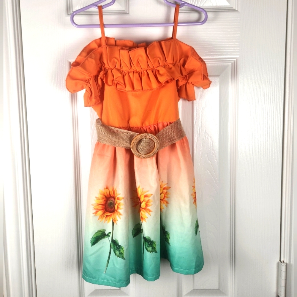 Shein belted sunflower dress size 4y